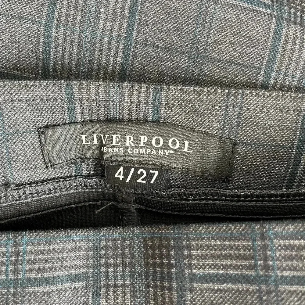 Liverpool Plaid Pencil Skirt Size 4 27 Stretch